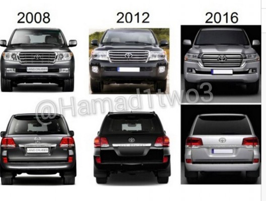 So sánh về ngoại hình với các phiên bản Land Cruiser 2008 và 2012