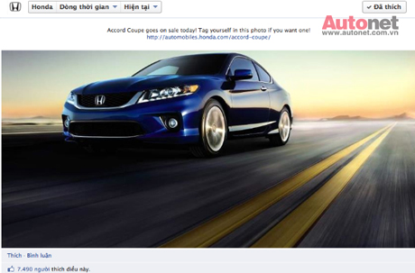 Honda Một cách quảng cáo hiệu quả cho Honda Accord trên Facebook, đã có tới 7.490 người thích sản phẩm này 