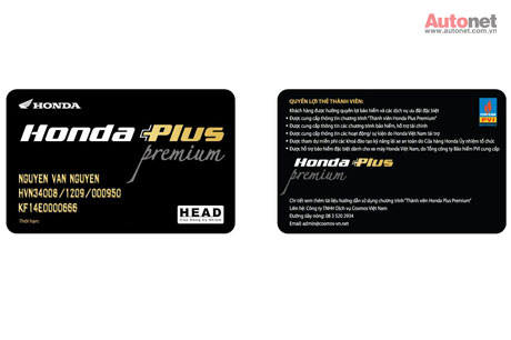 Thẻ thành viên Honda Plus Premium có giá trị trong vòng 01 năm