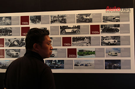 Rolls-Royce giới thiệu lịch sử phát triển thông qua những bức ảnh gắn xung quanh khu họp báo 