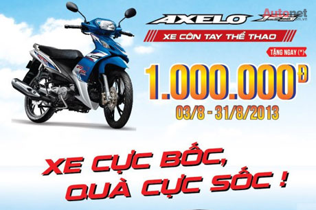 Tặng ngay 1.000.000 đồng cho khách hàng mua xe Suzuki Axelo 125
