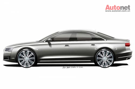 Audi hé lộ hình hài A8 mới qua ảnh phác thảo