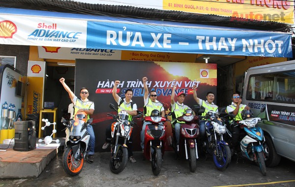 The eager bikers after preparations are completed