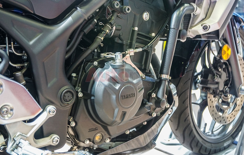 Yamaha MT-03 được trang bị động cơ 4 thì, 2 xi-lanh, dung tích 321 cc, làm mát bằng dung dịch, cho công suất cực đại đạt 42 mã lực tại 10.750 vòng/phút và mô-men xoắn cực đại 29,6 Nm tại 9.000 vòng/phút, tích hợp phun xăng điện tử, hộp sốcôn tay 6 cấp.