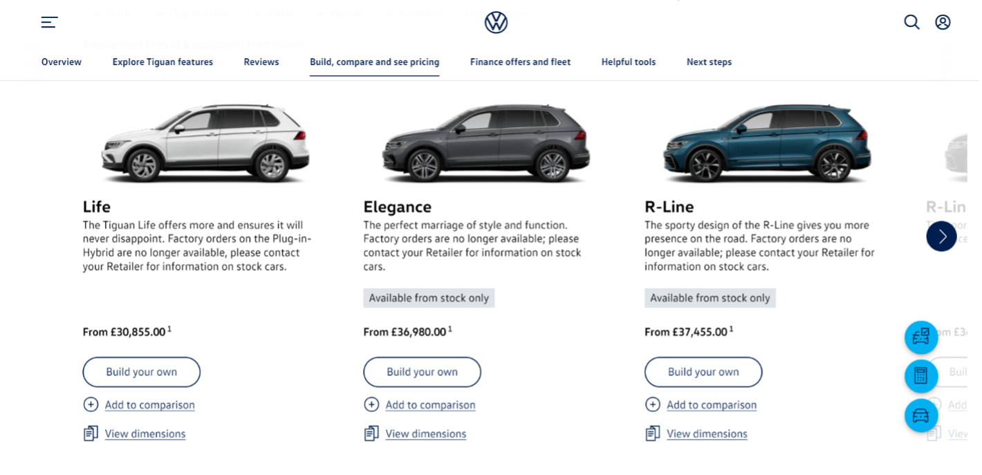 Giá Volkswagen Tiguan theo trang web Skoda tại Anh